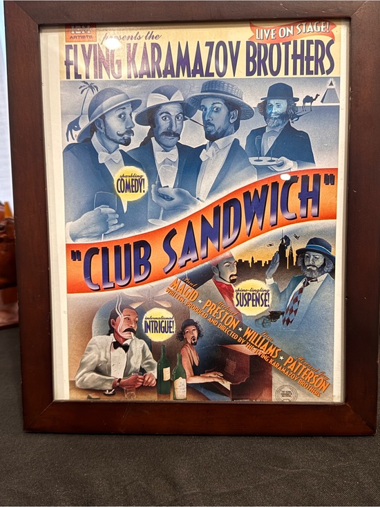 Other - The Flying Karamazov Brothers "Club Sandwich" Vintage Poster - Blue & Orange